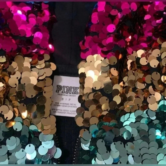 PINK VS FASHION SHOW BLING RAINBOW SEQUINS JACKET - Picture 6 of 11